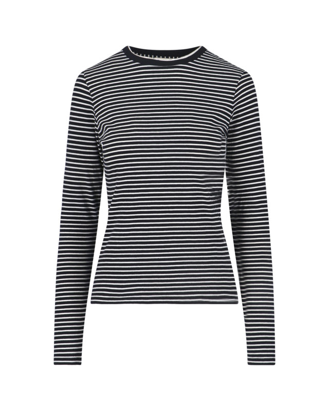 [Nili Lotan] T-shirts Long Sleeve SS26 13462 K217BLACK IVORY STRIPE