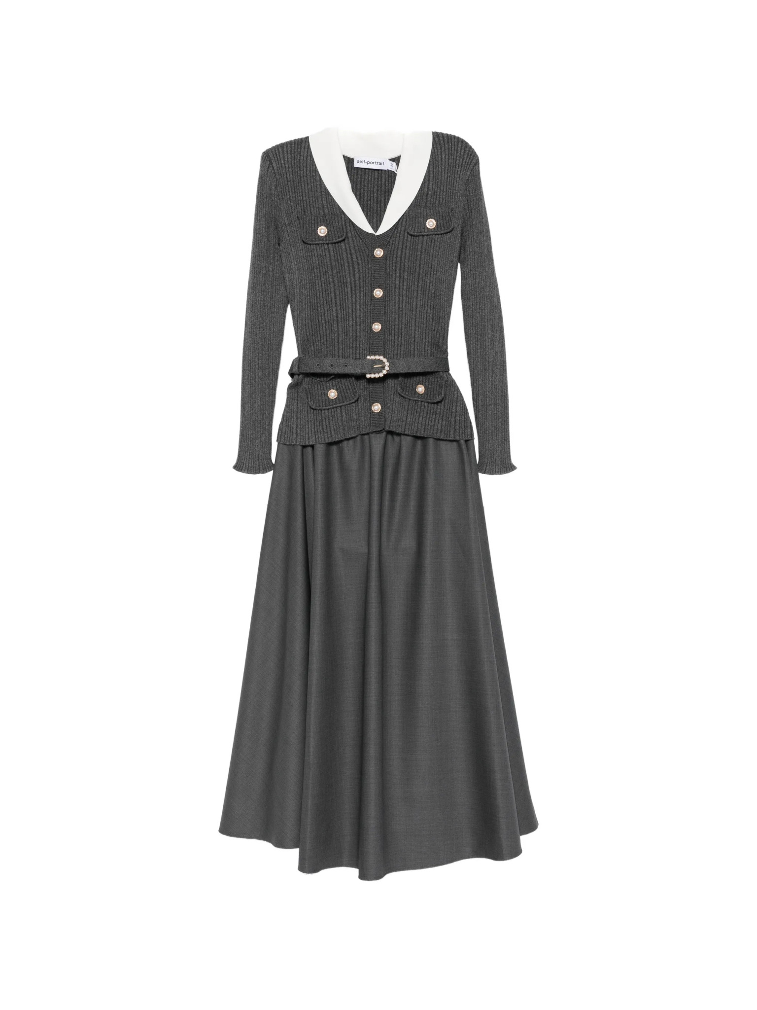 [Self - portrait] Long sleeve dress FW26 PF26-131MAGRGREY