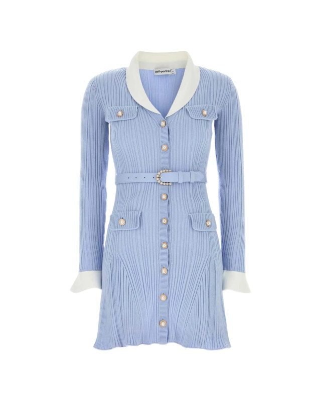 [Self - portrait] Long sleeve dress FW26 PF26-131SBLBLUE