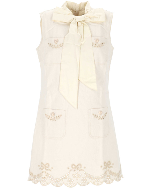 [Self - portrait] Sleeveless dress FW26 PF26-817SCECRU