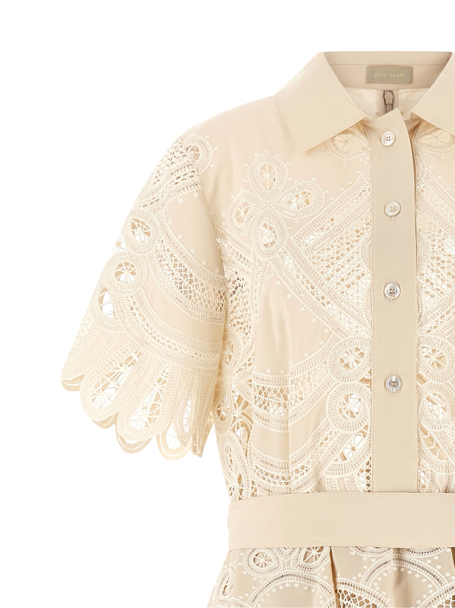 [Elie Saab] Short sleeve dress FW26 D1288NP26COE16CREAM