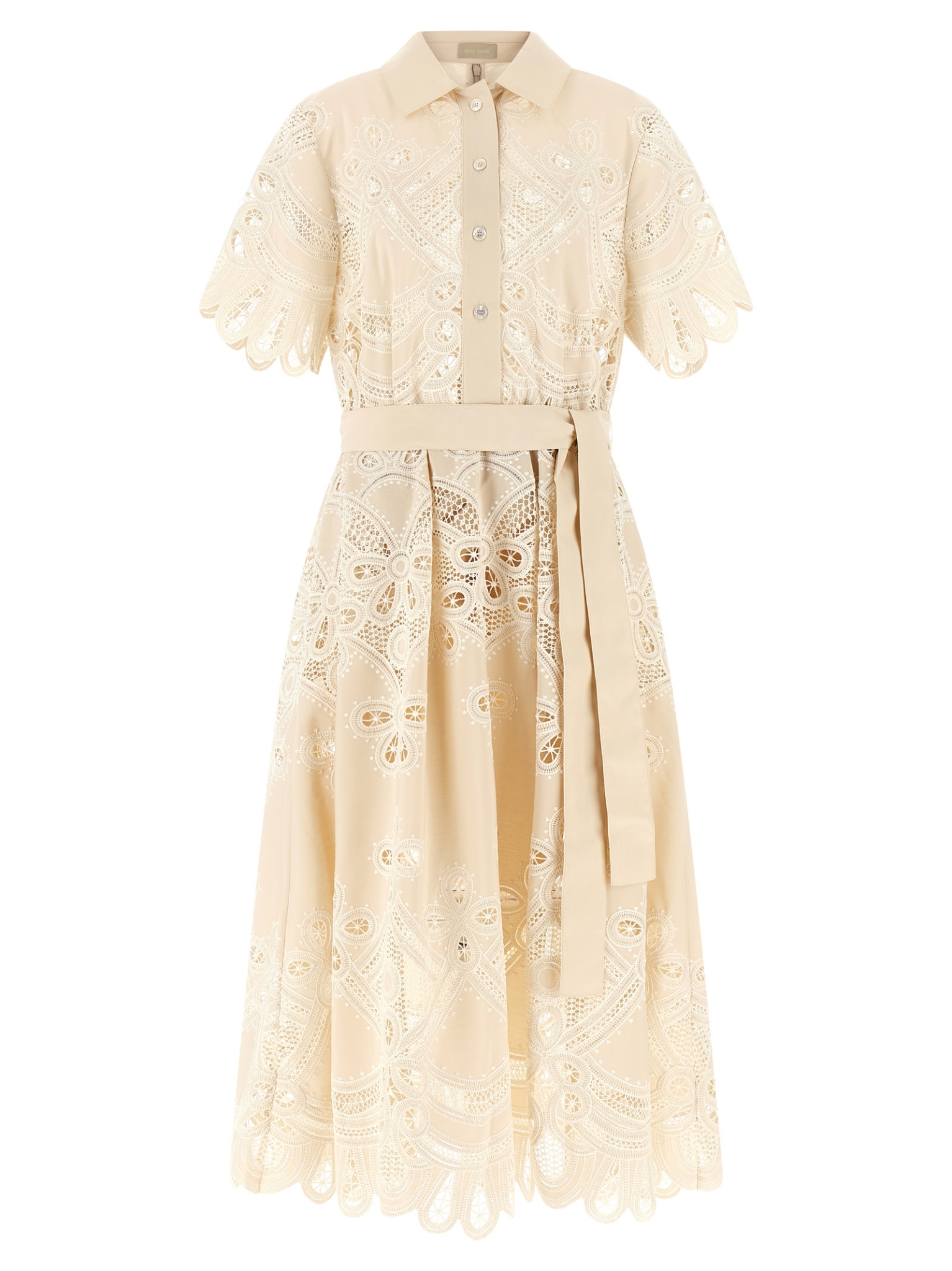 [Elie Saab] Short sleeve dress FW26 D1288NP26COE16CREAM