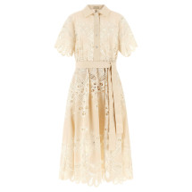 [Elie Saab] Short sleeve dress FW26 D1288NP26COE16CREAM