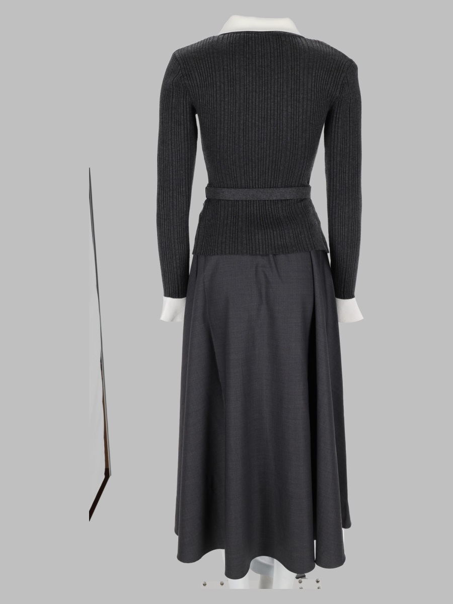 [Self-portrait] Long sleeve dress FW26 PF26-131MA-GR_GREY
