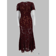 [Self-portrait] Short sleeve dress FW26 PF26-107M-BU_BURGUNDY