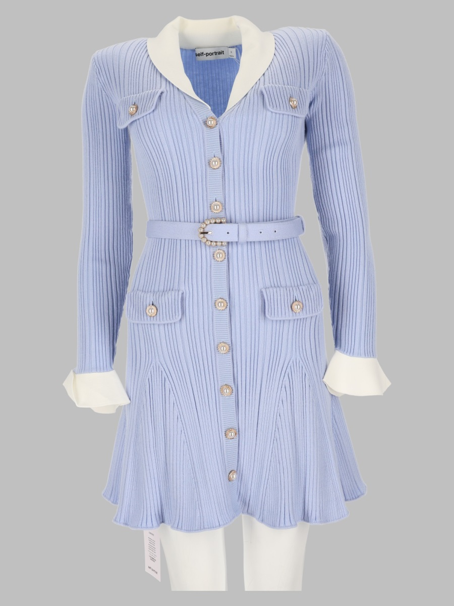[Self-portrait] Long sleeve dress FW26 PF26-131S-BL_BLUE