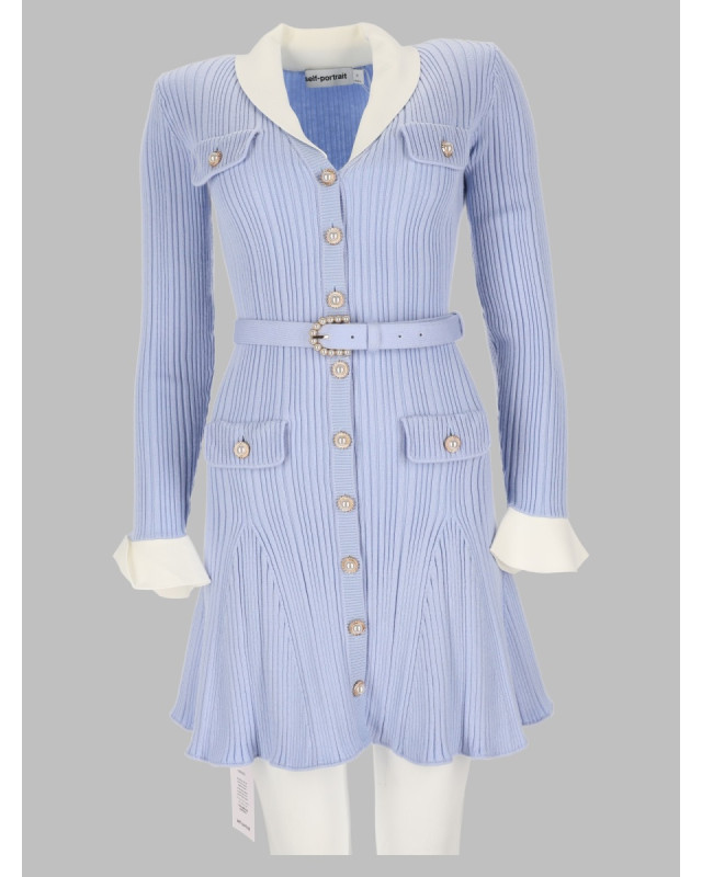[Self-portrait] Long sleeve dress FW26 PF26-131S-BL_BLUE