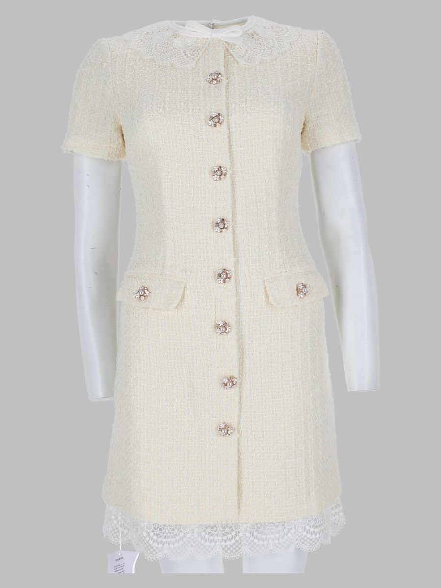 [Self-portrait] Short sleeve dress FW26 PF26-002SB-C_CREAM