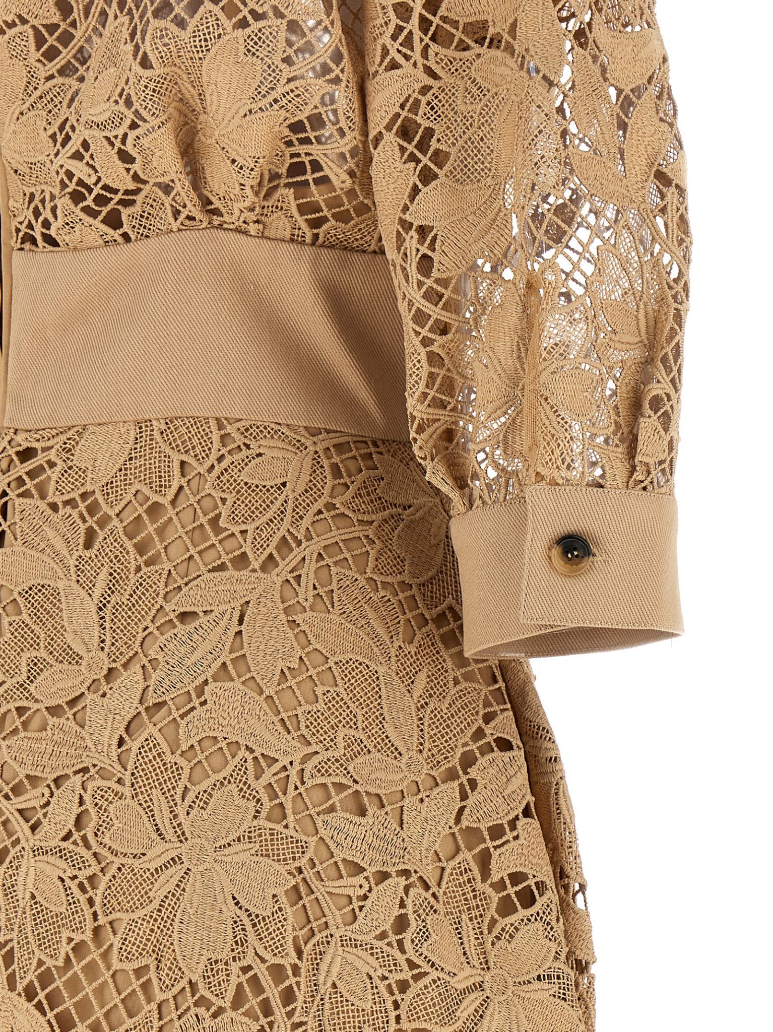 [Elie Saab] Short sleeve dress FW26 D1292NP26POM02BROWNSUGAR