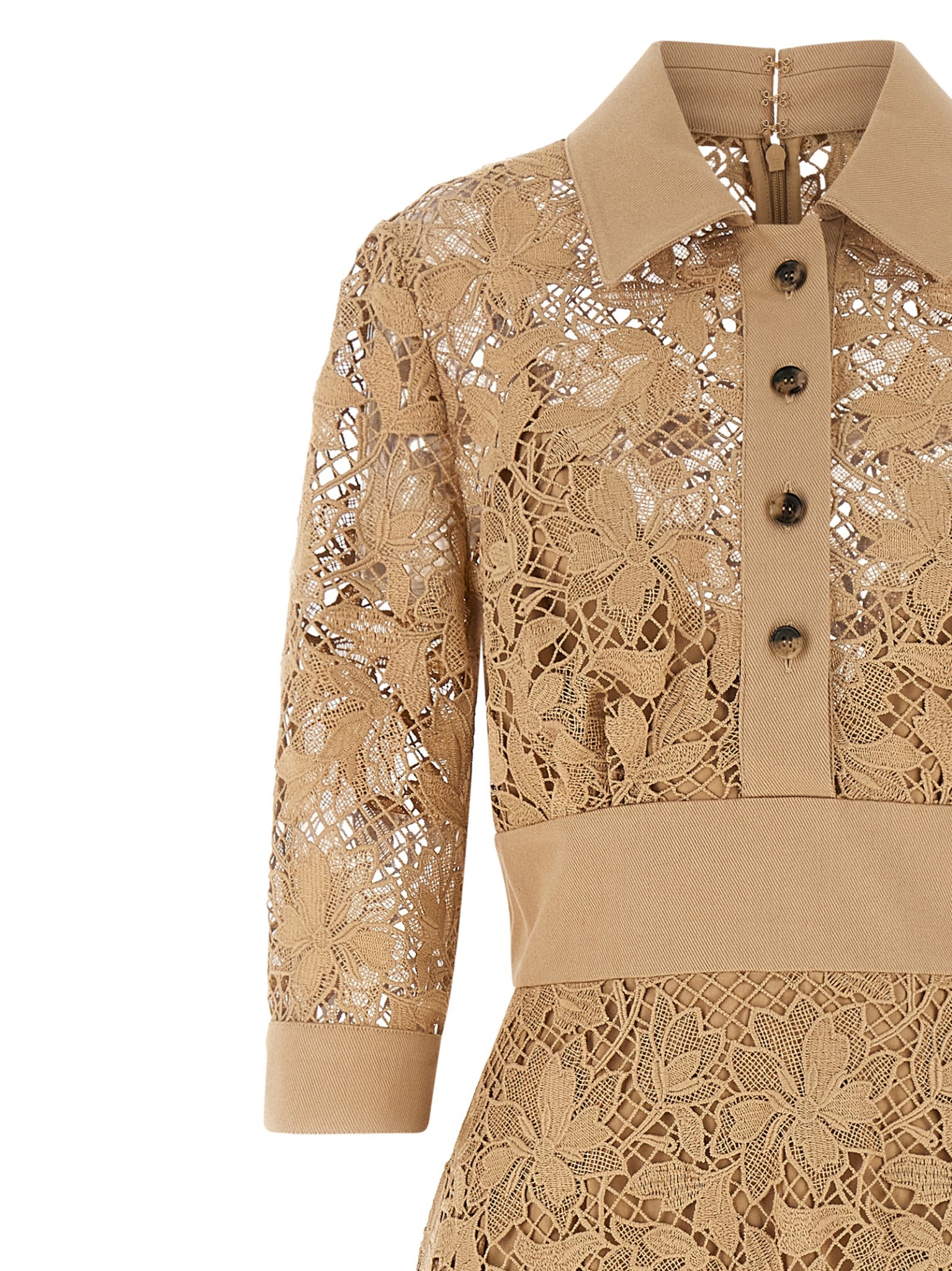 [Elie Saab] Short sleeve dress FW26 D1292NP26POM02BROWNSUGAR