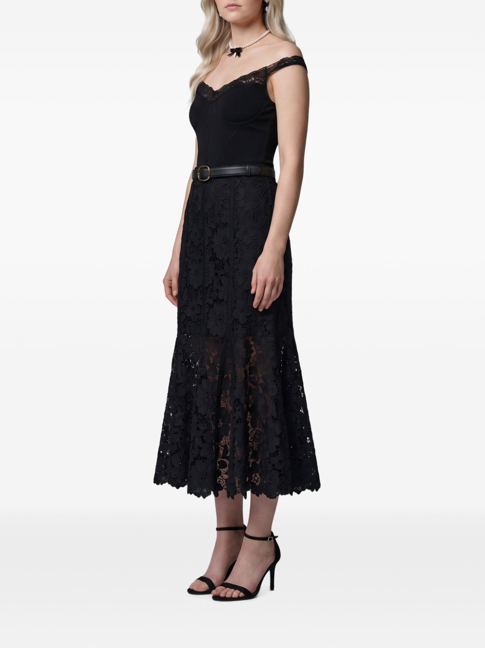 [Self - portrait] Long skirt FW26 AW26-049MSK-BBLACK