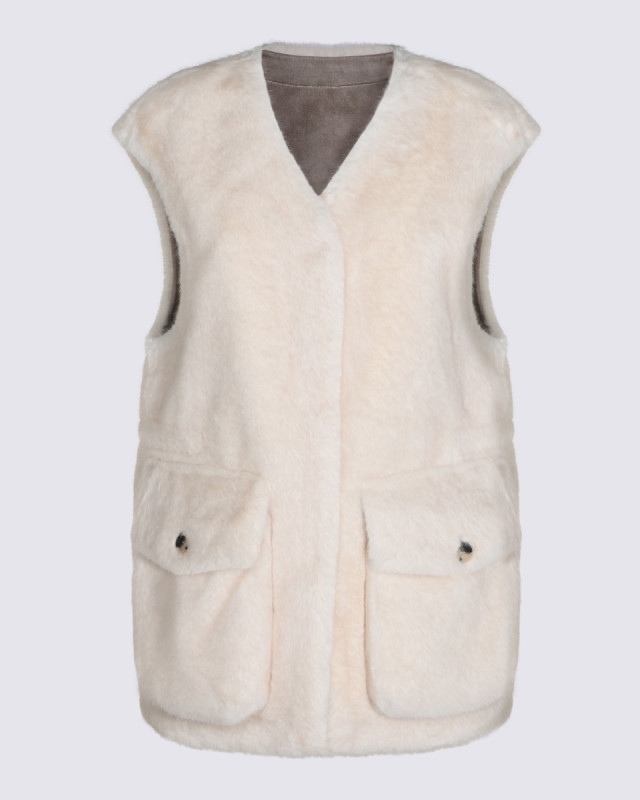 [Urbancode] Fur Jacket FW26 BJ20370CASHEW AND CREAM