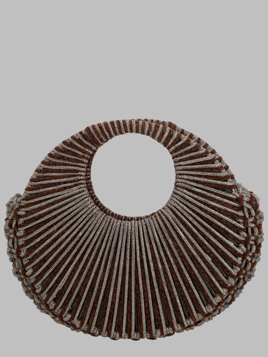 [Hibourama] Clutch bag FW25 JAYAMEDIUMCRYSTALVELVET_CHOCO