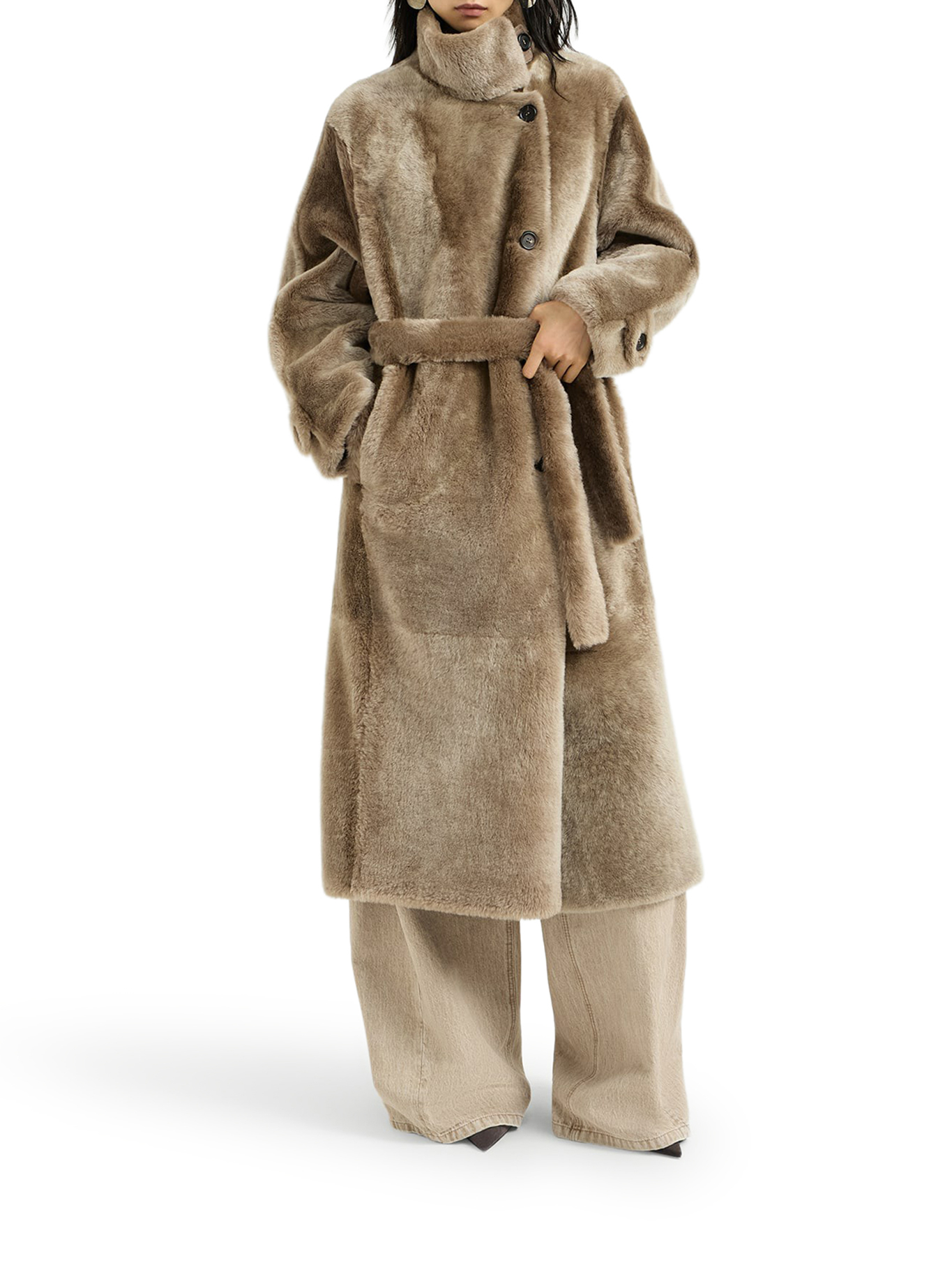 [Brunello Cucinelli] Mouton jacket FW26 MPMRA9794C9807 TAUPE