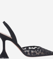 [Amina Muaddi] Pumps FW26 HOLLIMESHSLING95BLACKLEOPARD