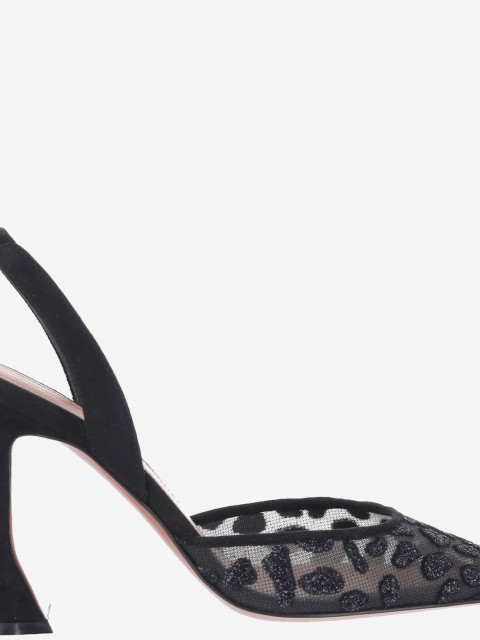 [Amina Muaddi] Pumps FW26 HOLLIMESHSLING95BLACKLEOPARD