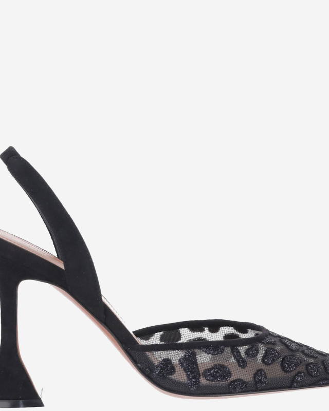 [Amina Muaddi] Pumps FW26 HOLLIMESHSLING95BLACKLEOPARD