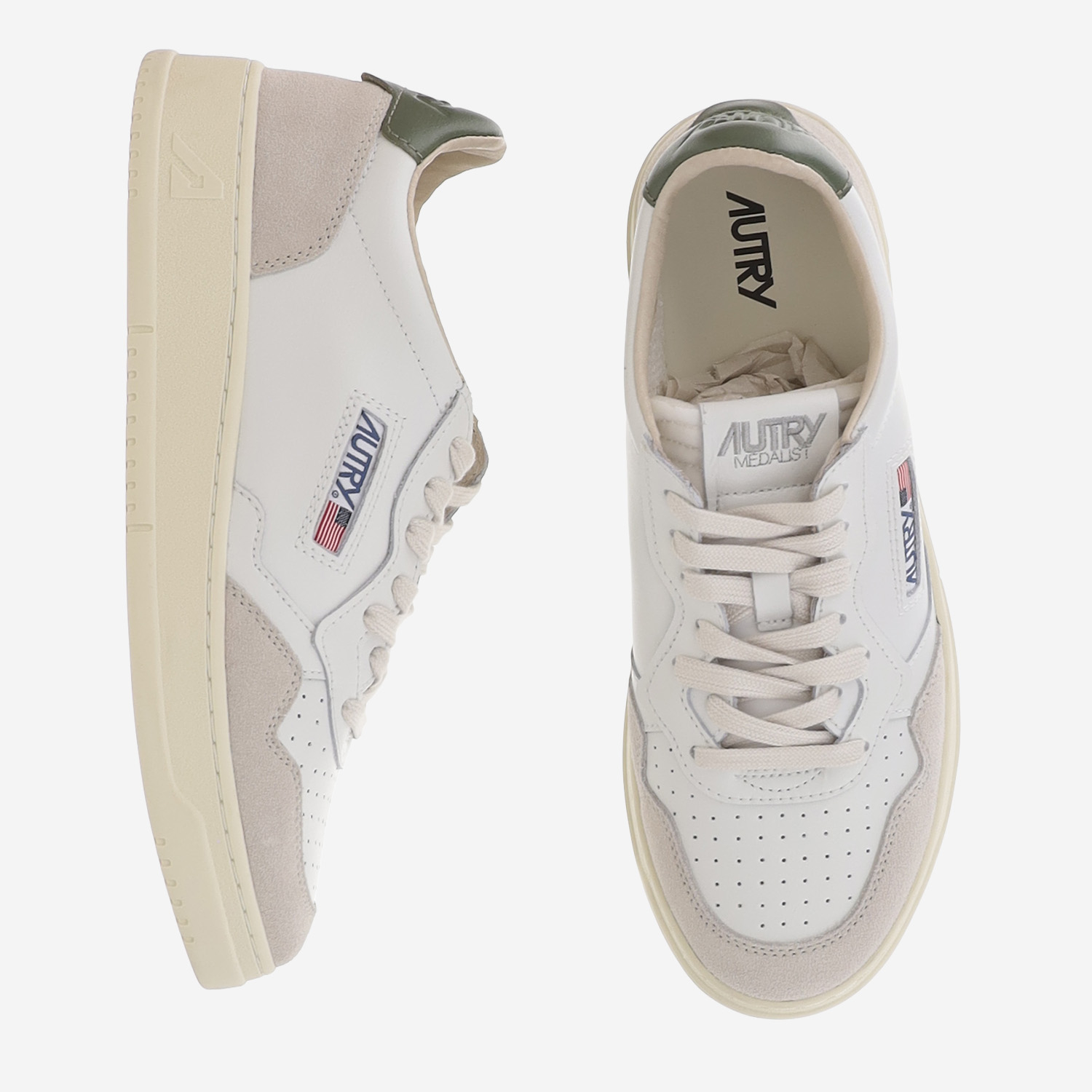 [AUTRY] Sneakers FW26 AULMLS17LEATSUEDEWHTBRONZEGRN