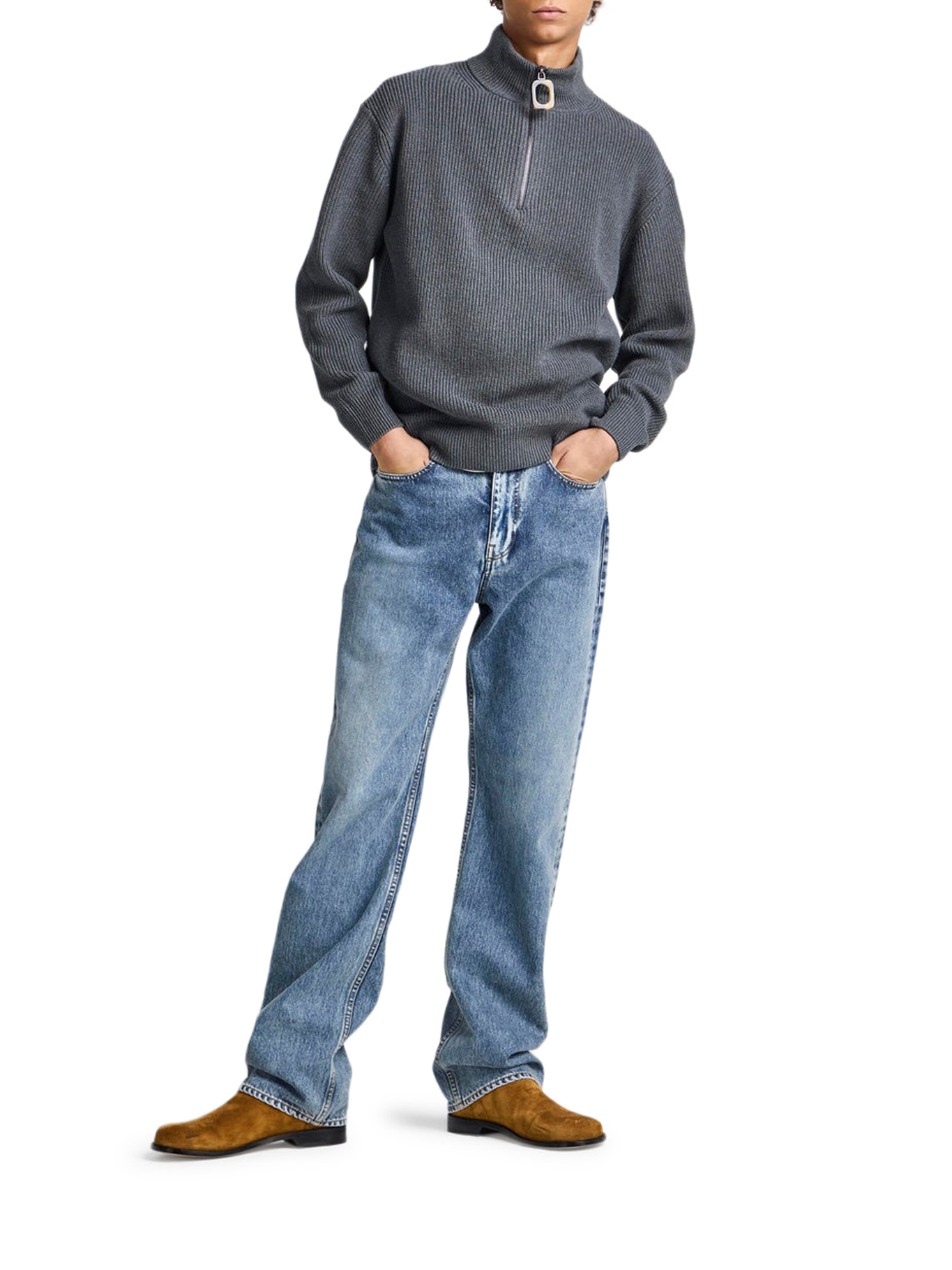 [J.W.Anderson] Knitwear FW26 KW1481YN0542925 STEEL