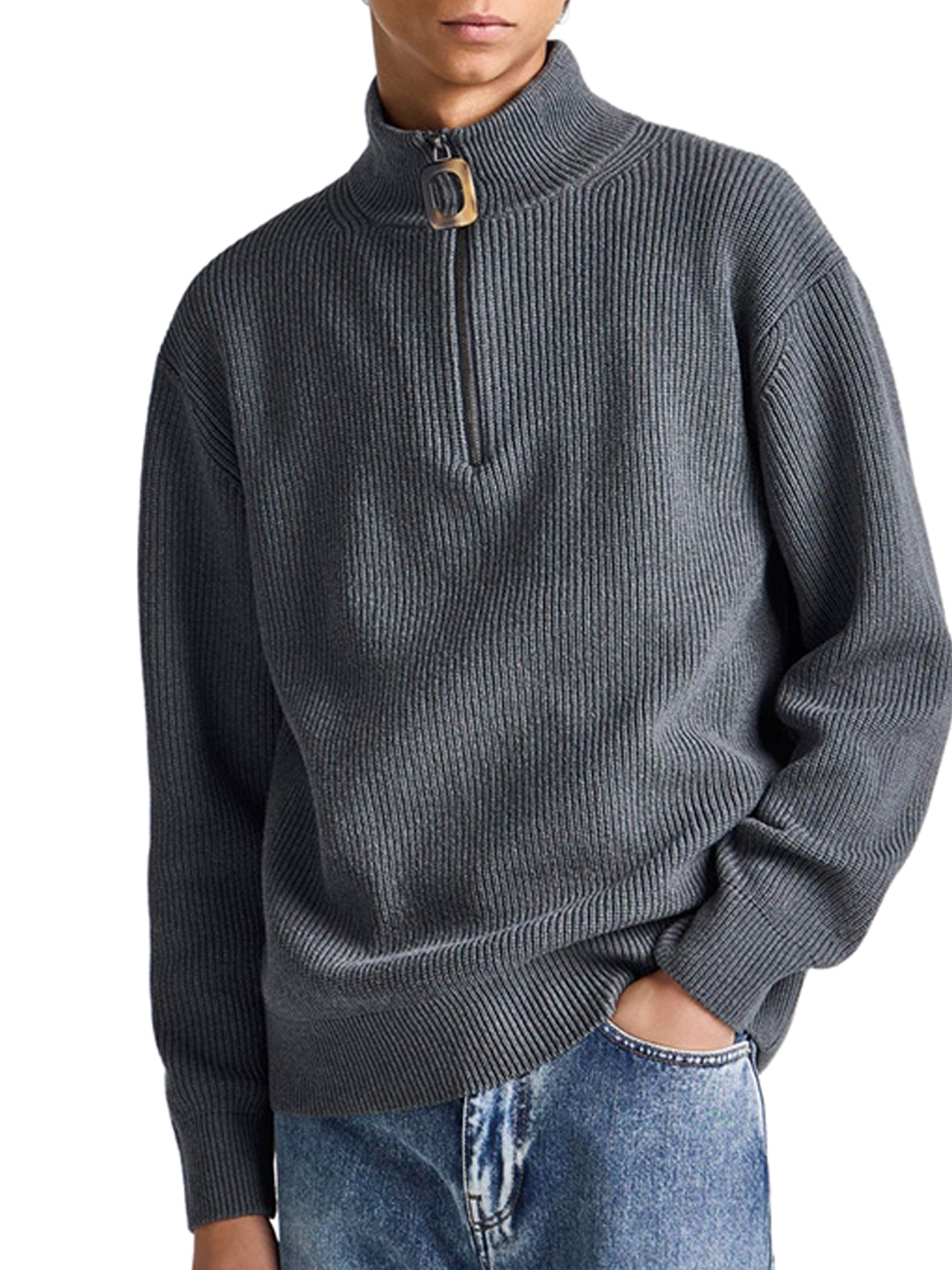 [J.W.Anderson] Knitwear FW26 KW1481YN0542925 STEEL