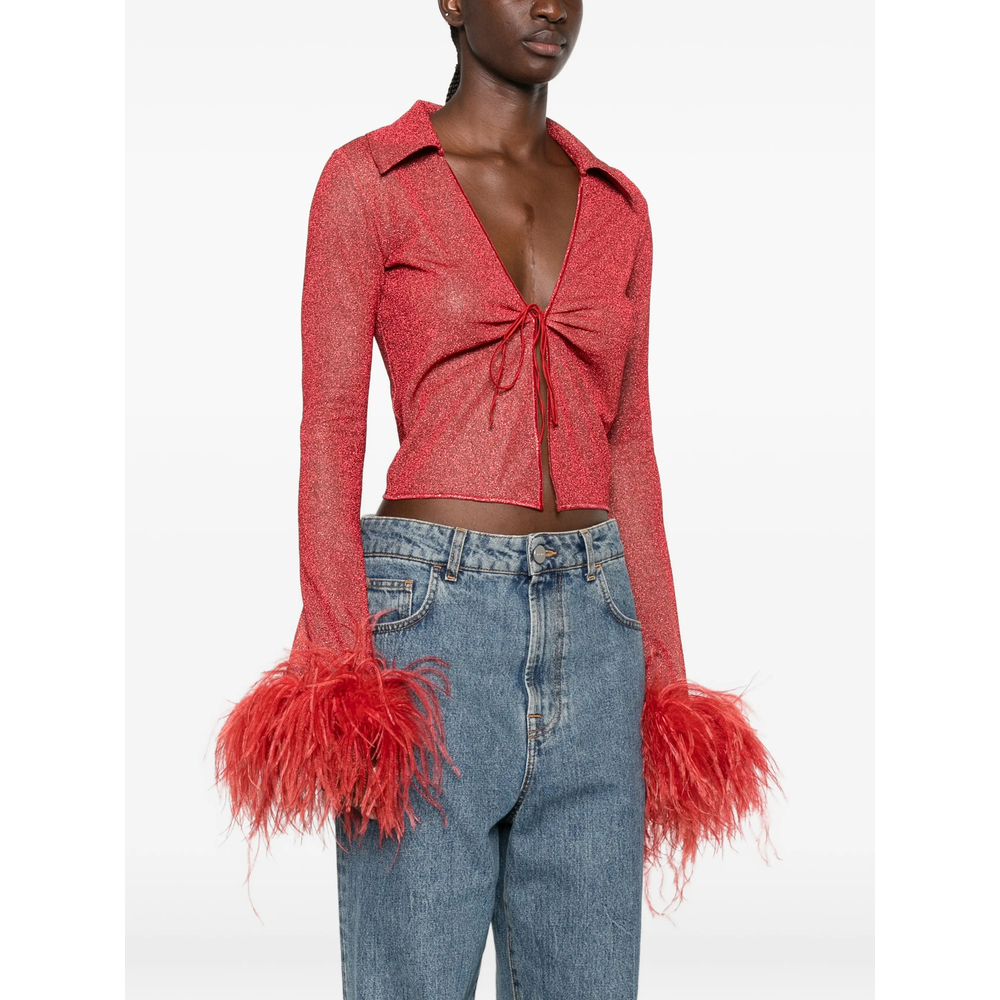 [OSEREE] Blouse FW26 LCF257 LUREX PLUM CORAL
