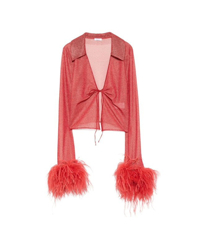 [OSEREE] Blouse FW26 LCF257 LUREX PLUM CORAL