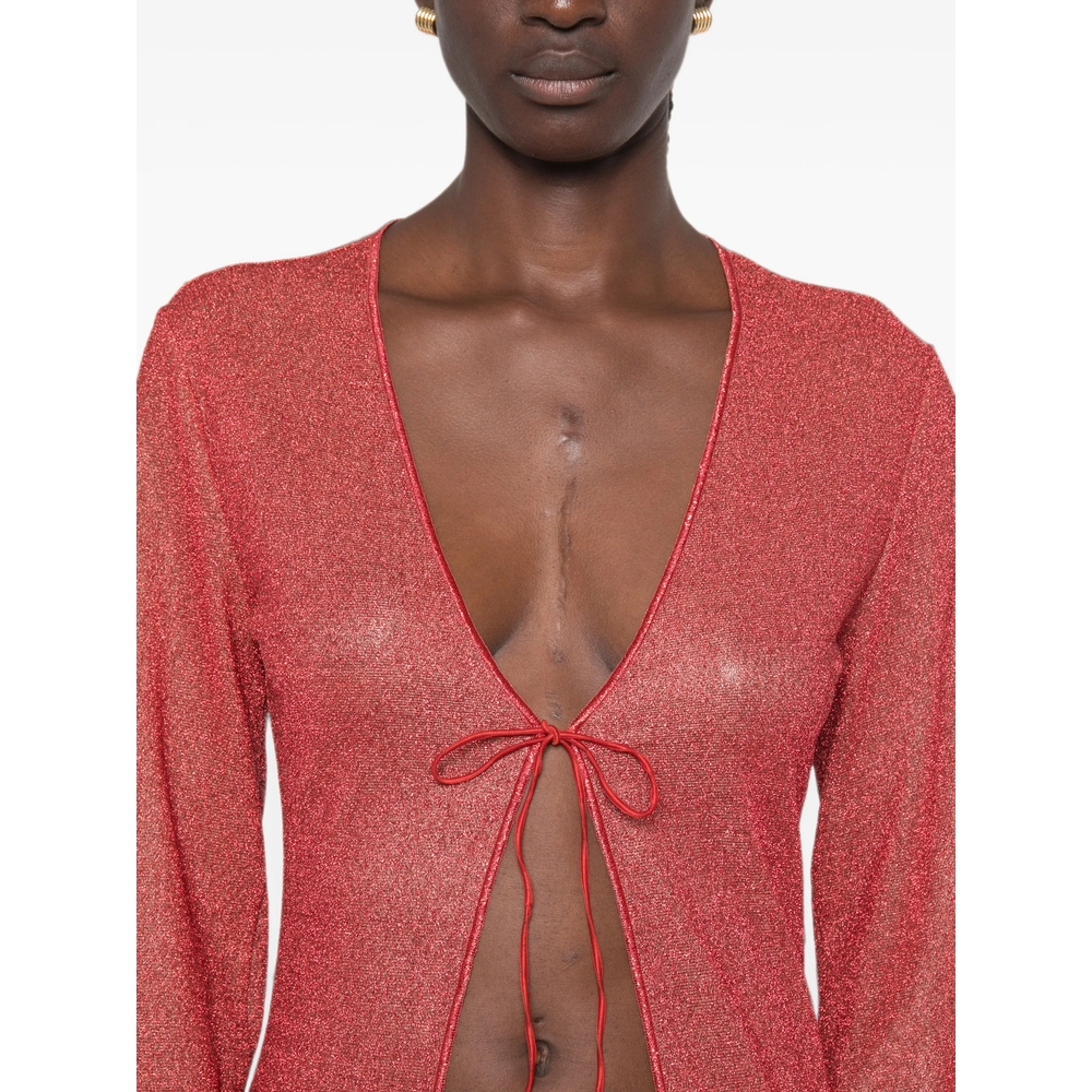 [OSEREE] Long sleeve dress FW26 LKF257 LUREX PLUM CORAL