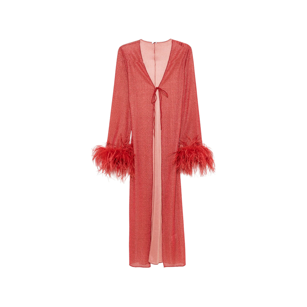 [OSEREE] Long sleeve dress FW26 LKF257 LUREX PLUM CORAL