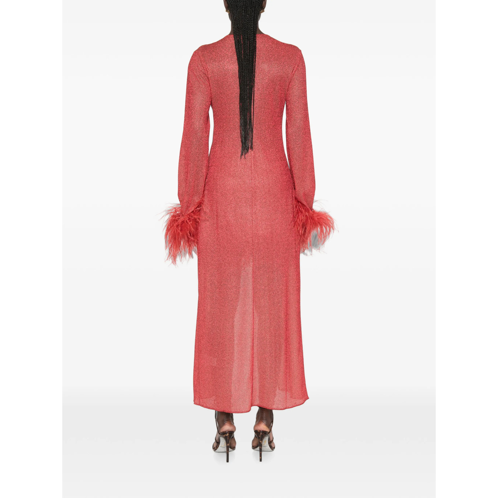 [OSEREE] Long sleeve dress FW26 LKF257 LUREX PLUM CORAL