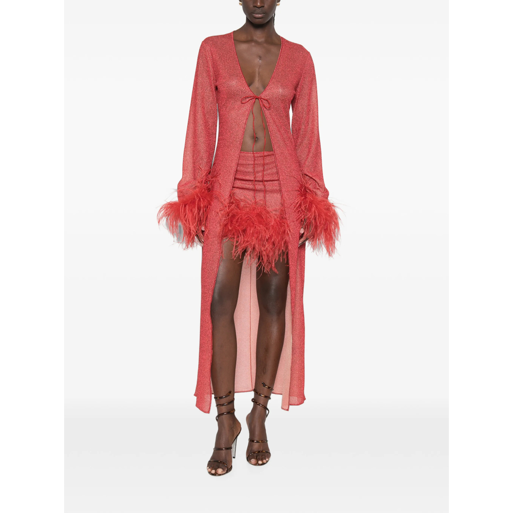 [OSEREE] Long sleeve dress FW26 LKF257 LUREX PLUM CORAL