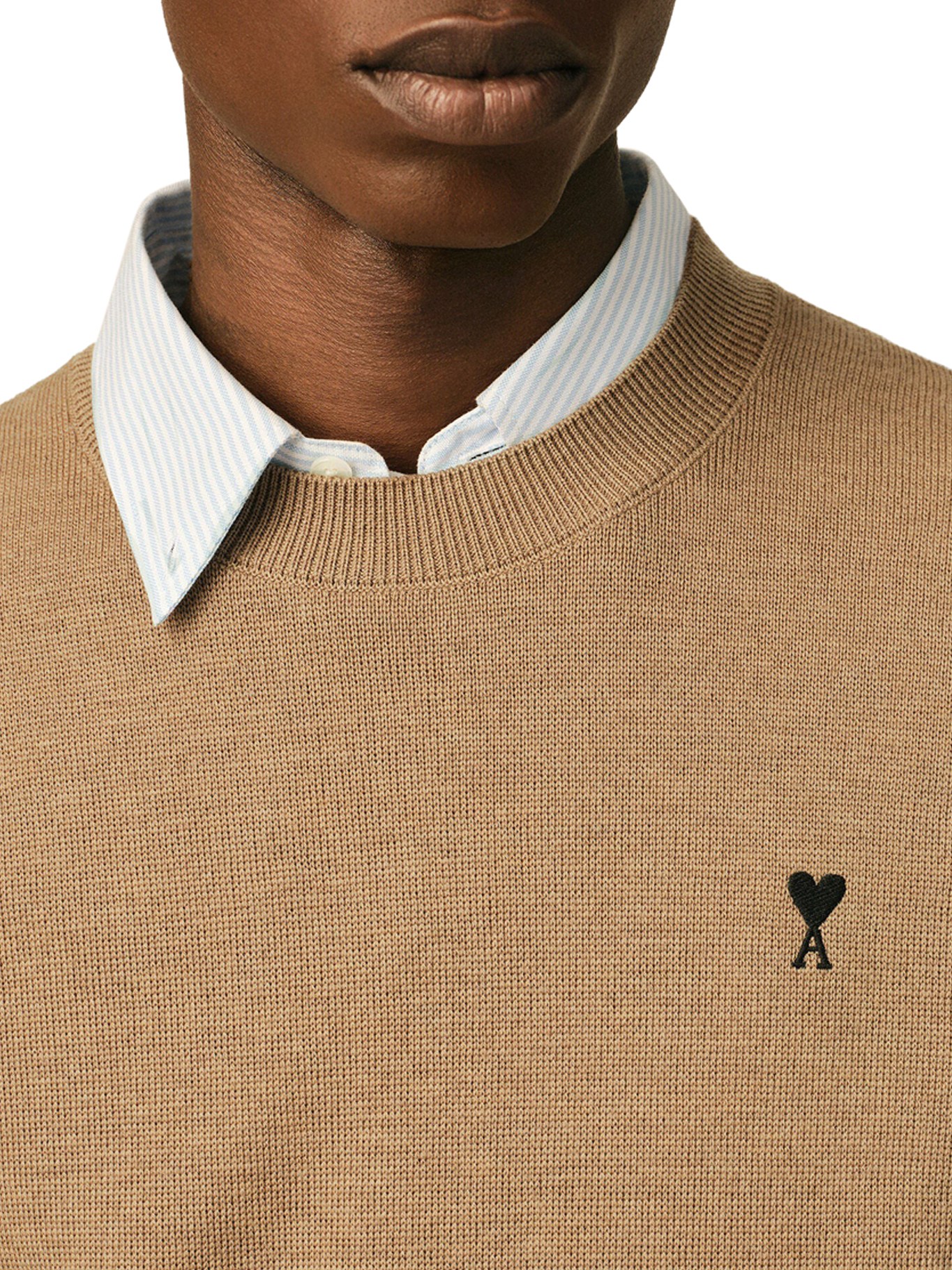 [Ami Paris] Knitwear FW26 HKS826001A335 CAMEL CHINE NOIR