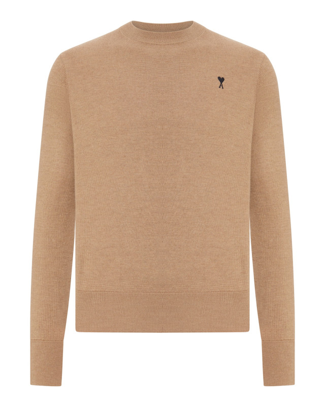 [Ami Paris] Knitwear FW26 HKS826001A335 CAMEL CHINE NOIR