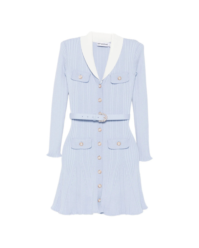 [Self-portrait] Long sleeve dress FW26 PF26-131S-BL  BLUE