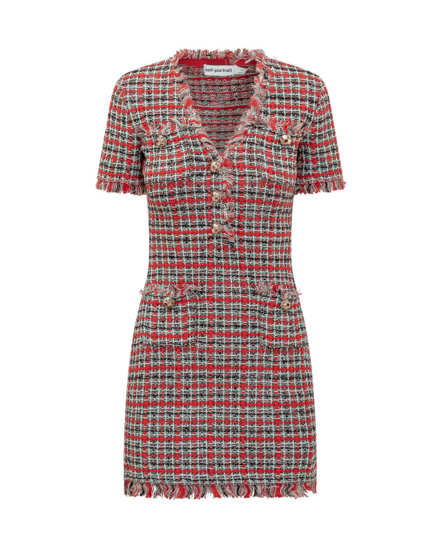 [Self-portrait] Short sleeve dress FW26 AW26146SBR RED