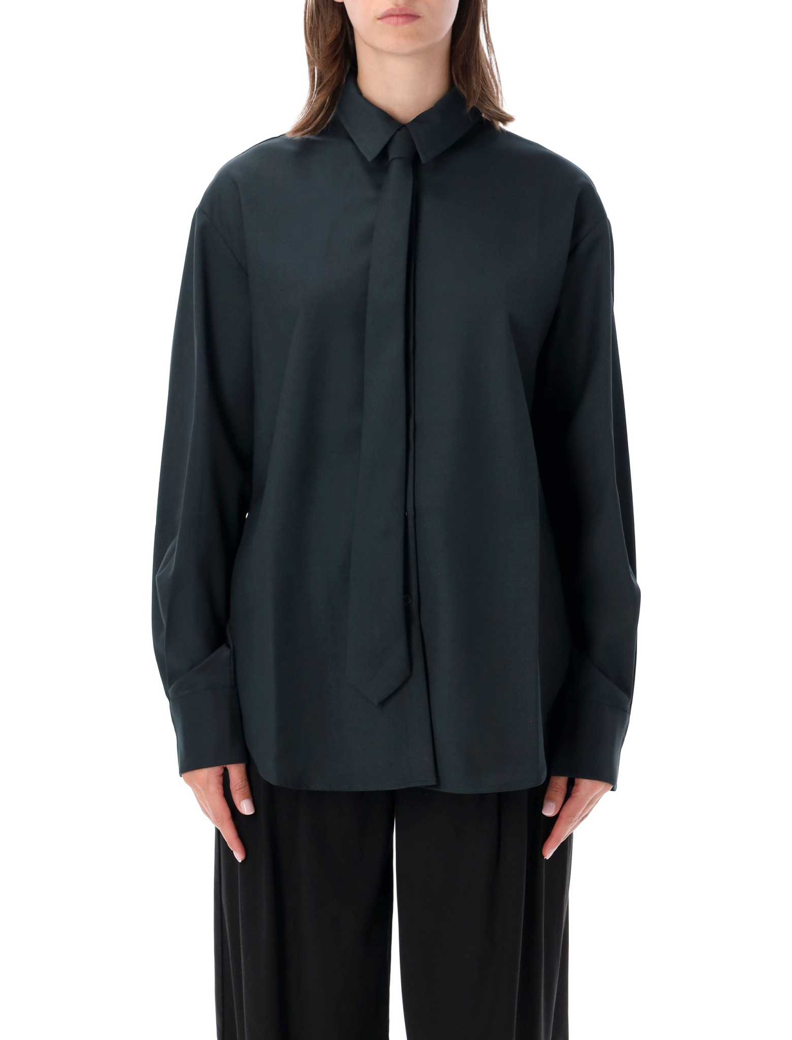 [THE FRANKIE SHOP] Shirts Long Sleeve FW26 CHFS22837443BOTTLE GRE