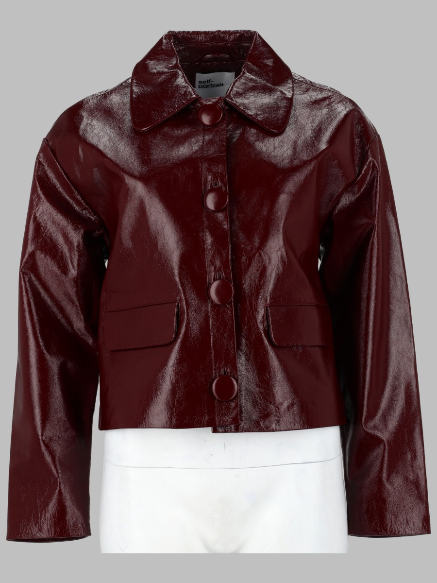 [Self-portrait] Leather Jacket FW25 PF25-091J-BU_BURGUNDY