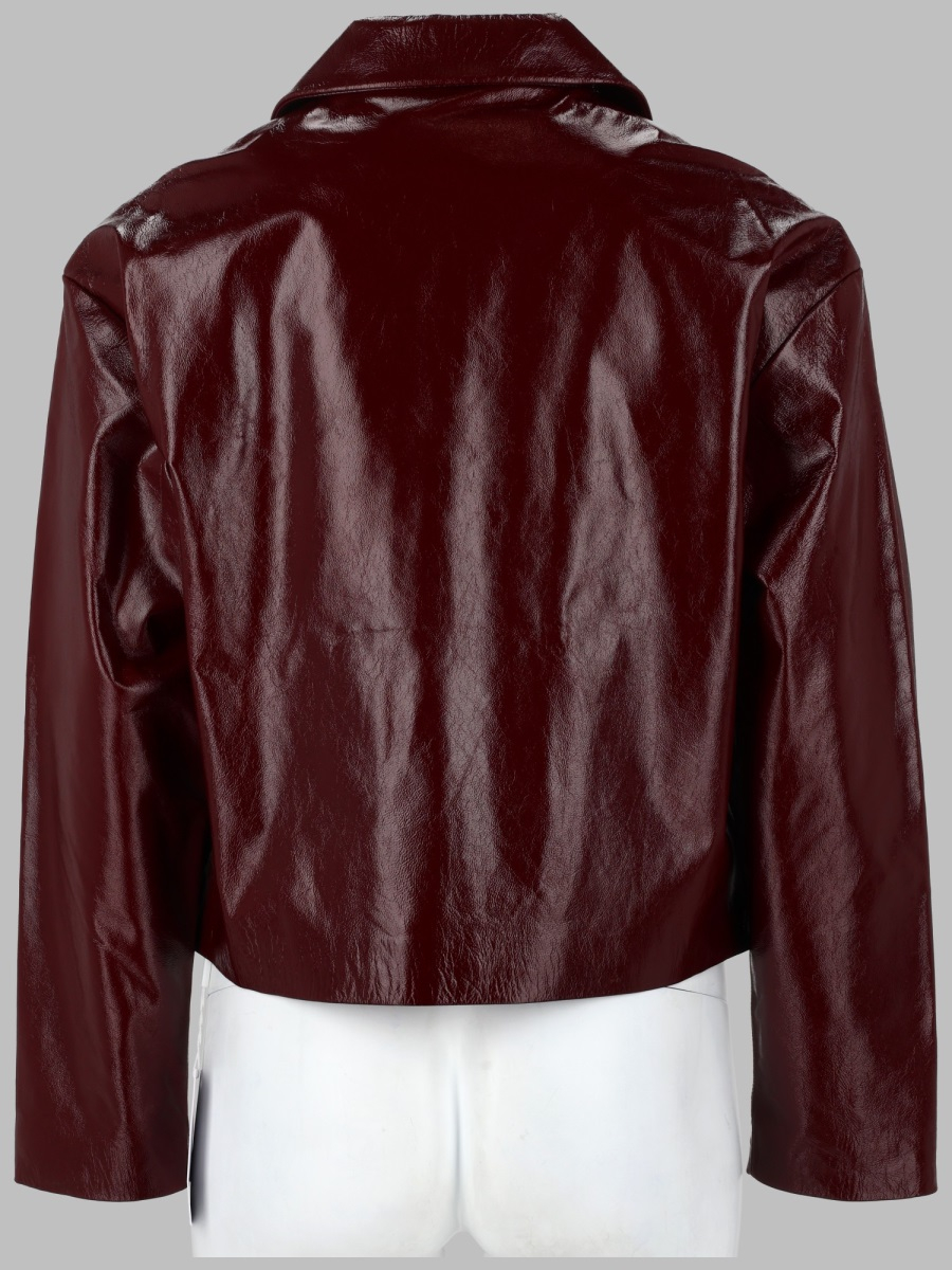 [Self-portrait] Leather Jacket FW25 PF25-091J-BU_BURGUNDY