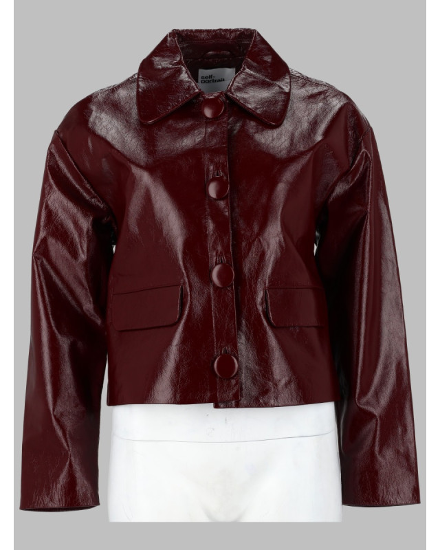 [Self-portrait] Leather Jacket FW25 PF25-091J-BU_BURGUNDY