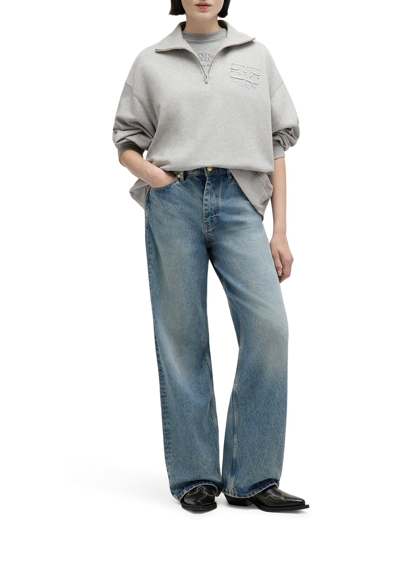 [GANNI] Jeans FW26 A1100095567 MID BLUE VINTAGE