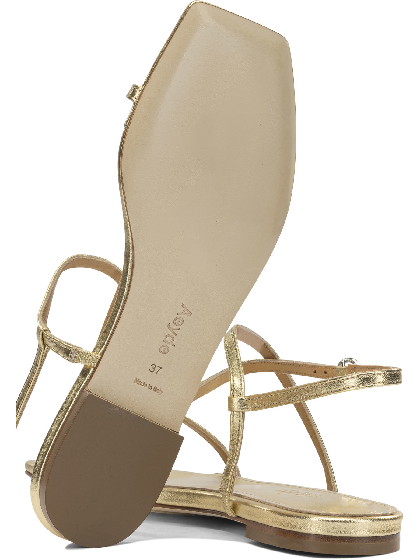 [Aeyde] Sandals FW26 ELLANAPPA LEATHER LAMINATEDGOLD