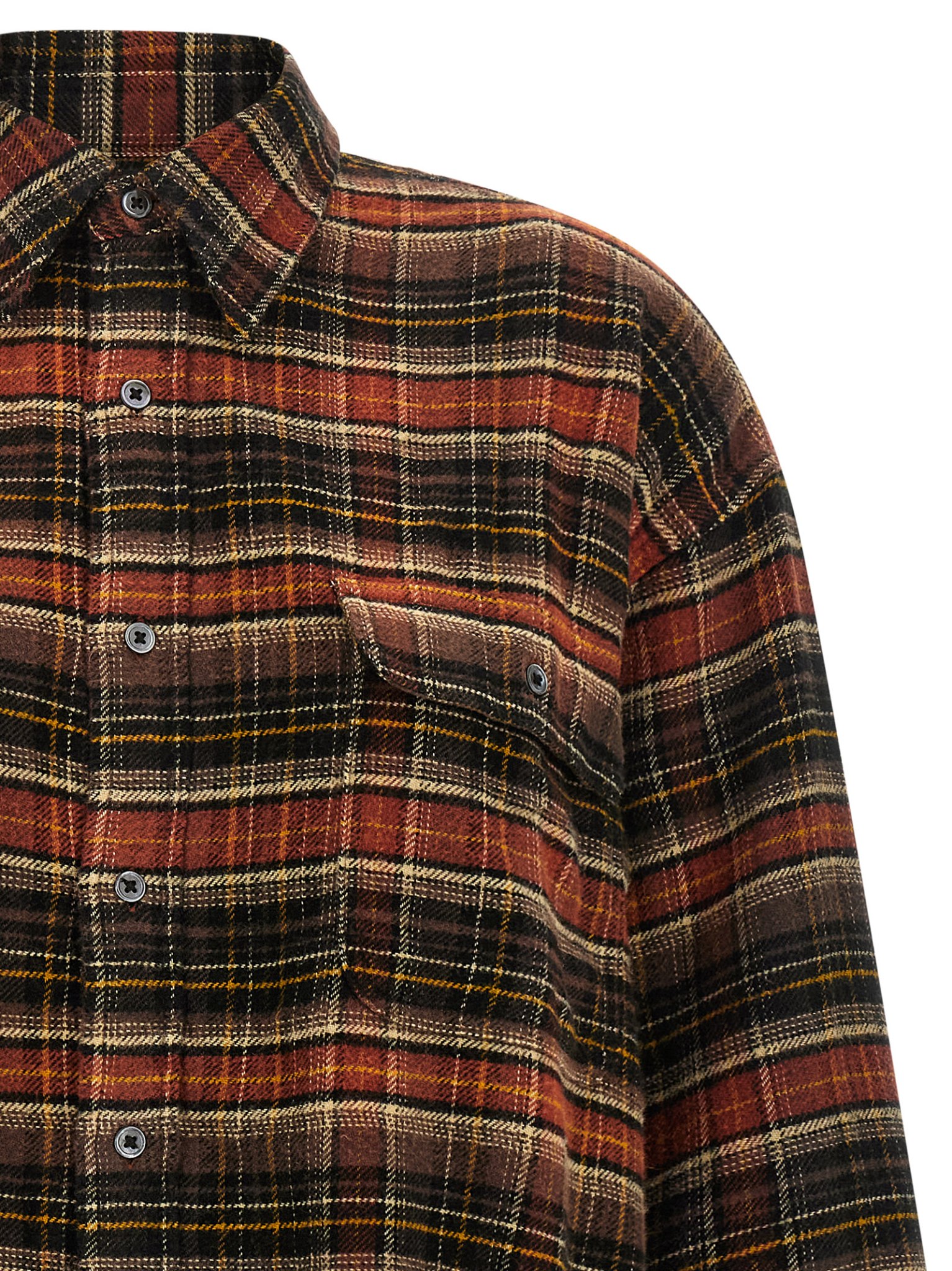 [R13] Shirts Long Sleeve FW26 R13WR415R854BBROWNDARKGREYPLAID