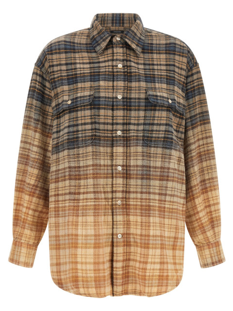 [R13] Shirts Long Sleeve FW26 R13WR415R855BDIPBLEACHLIGHTBLUEYELLOWPLAID