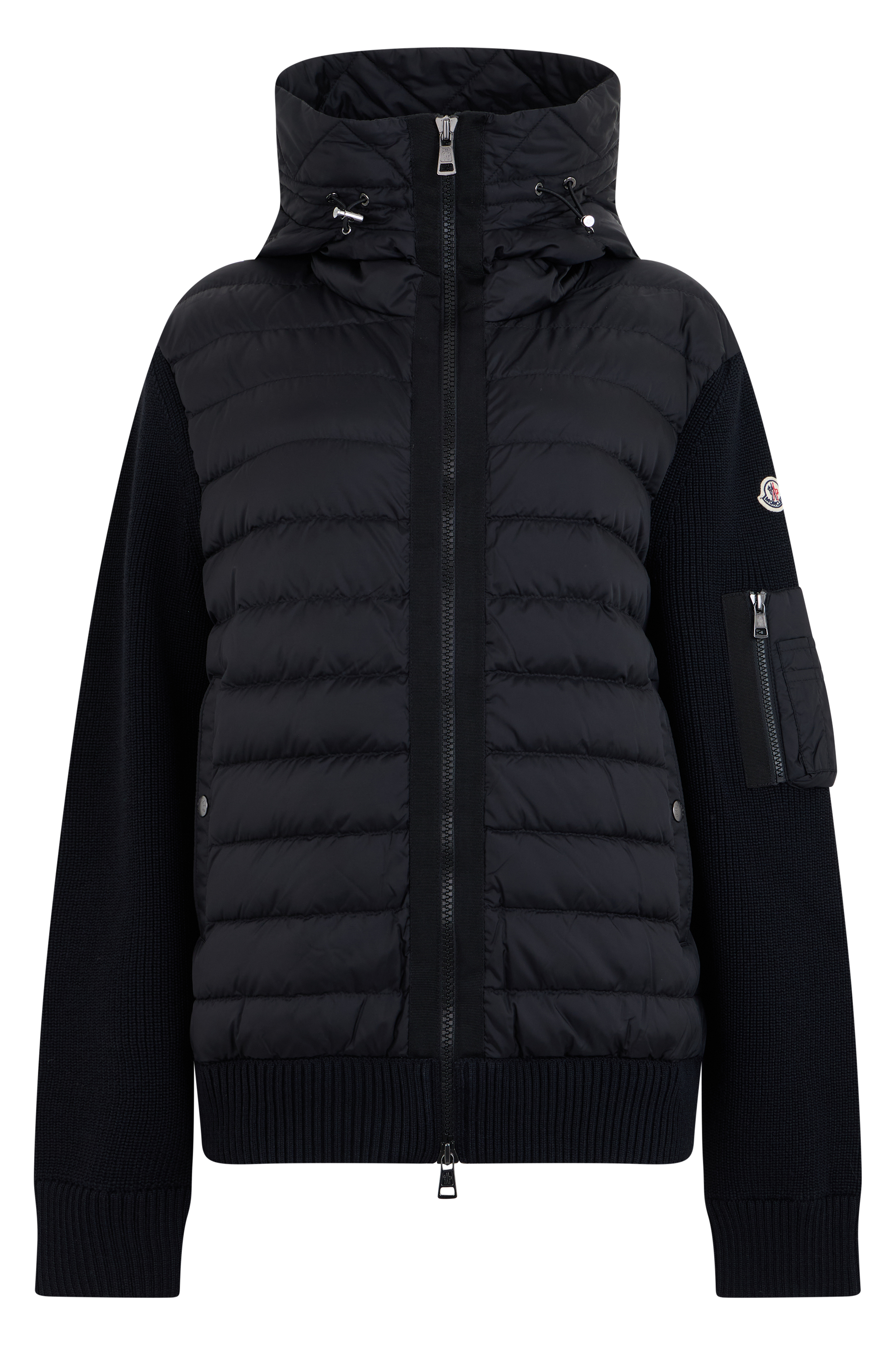 Padded jacket with knit sleeves