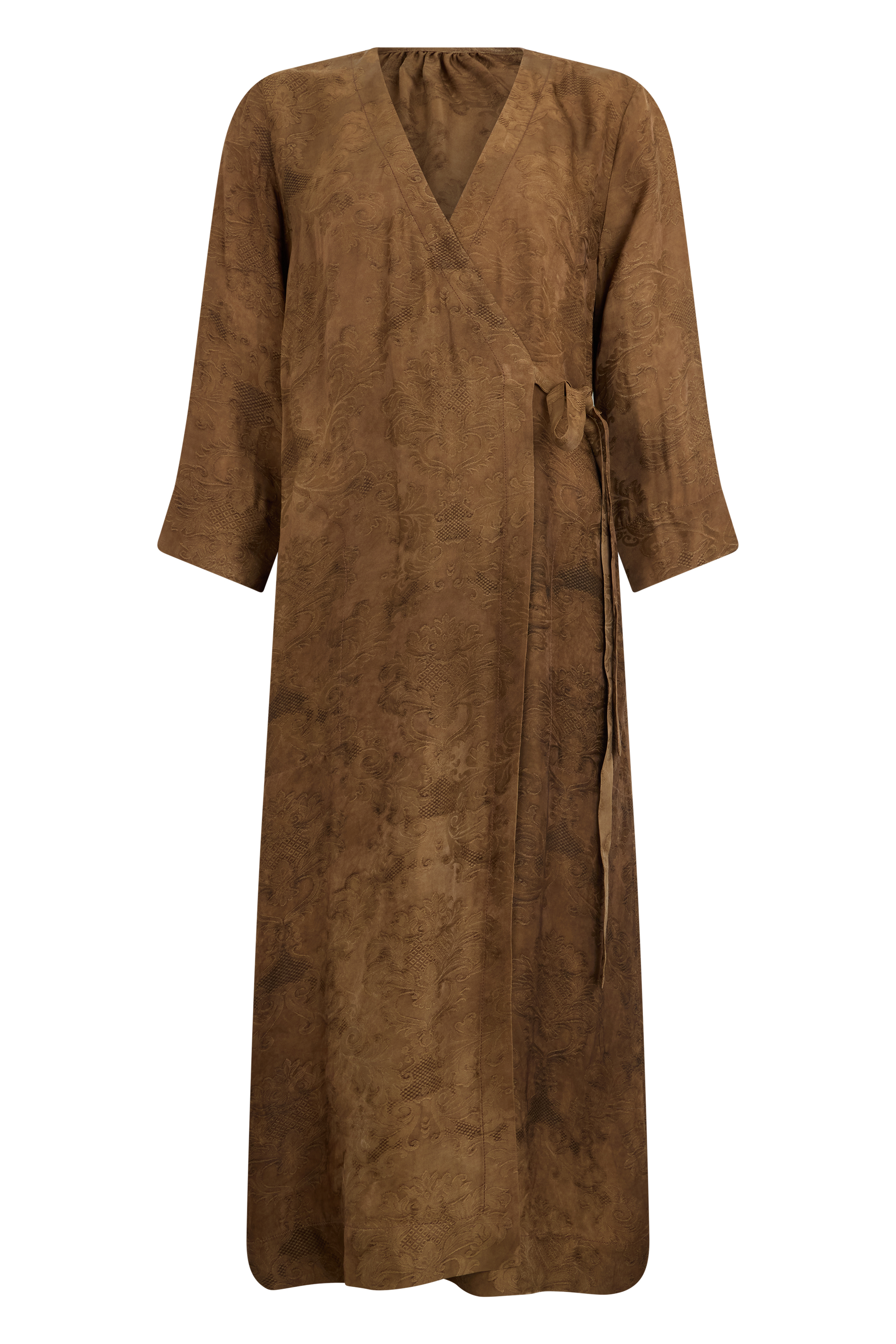 Wrap dress with three-quarter sleeves