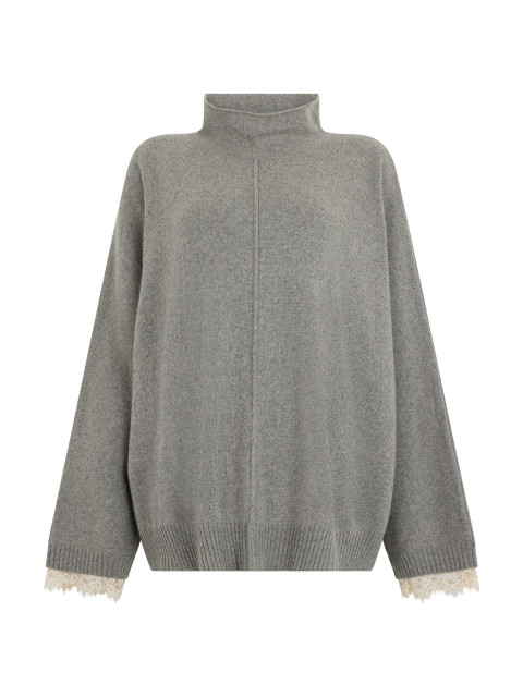 Oversized sweater with high collar