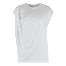 Draped and relaxed top in Pima cotton blend