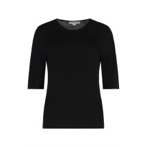 Wool t-shirt with elbow-length sleeves and satin finishes