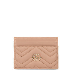 Leather card holder with chevron and logo