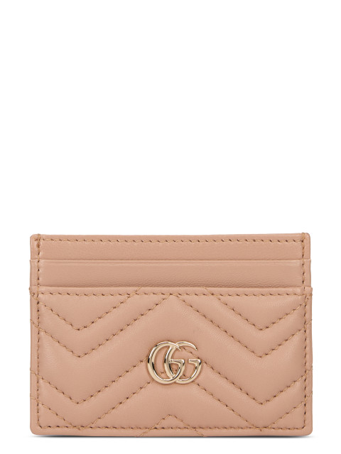 Leather card holder with chevron and logo