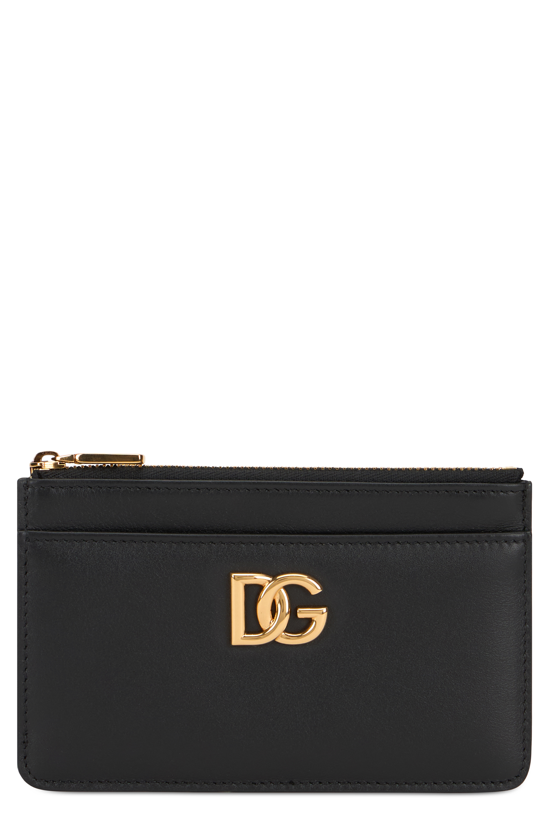 Leather card holder with zipper